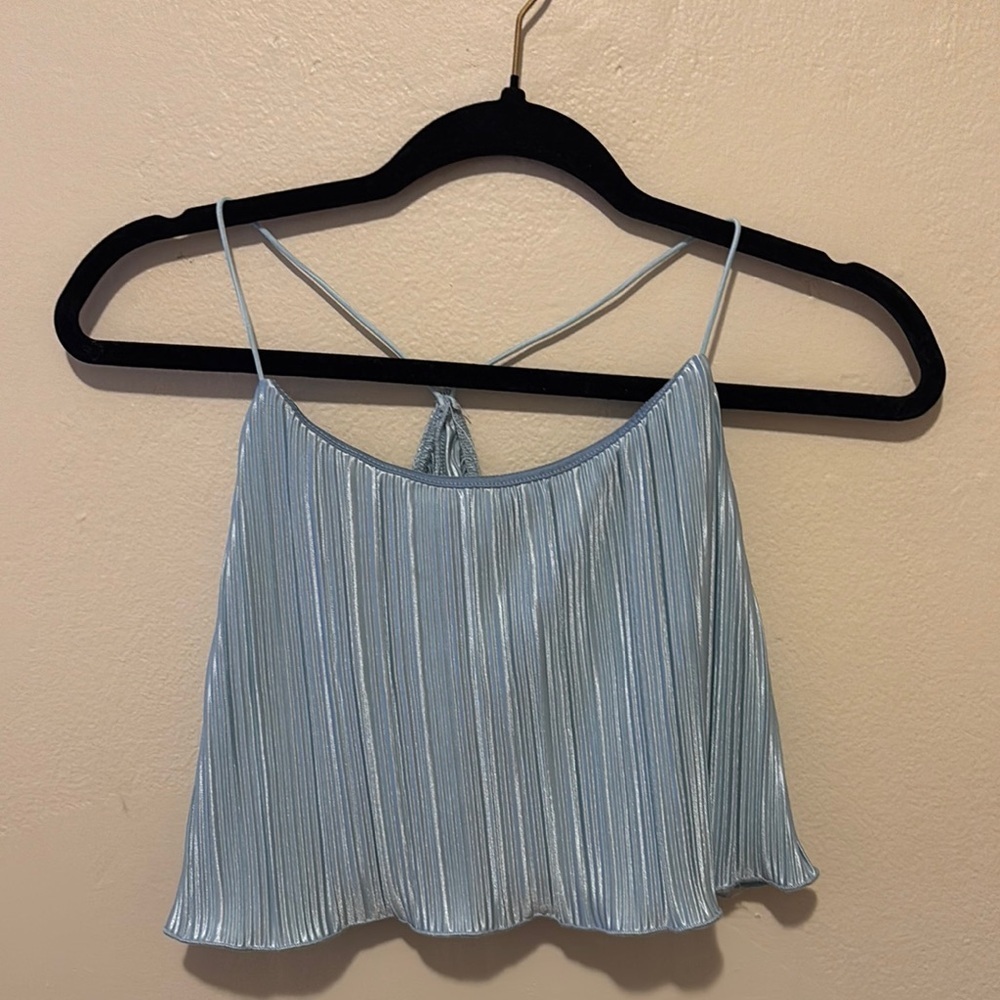 Chic Light Blue Pleated Camisole